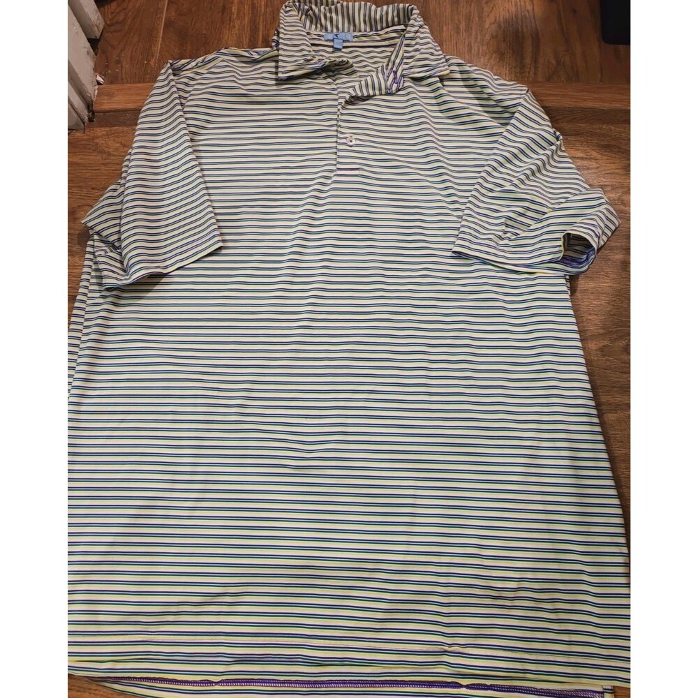 Genteal Polo Shirt Mens XL 'Mardi Gras' Striped Performance Golf Stretch